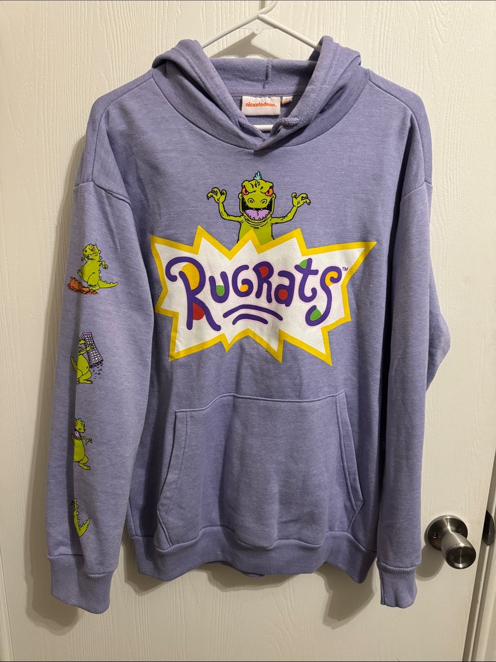 Nickelodeon Reptar Rugrats Hoodie Purple Long Sleeve Unisex Large 90โs Cartoon